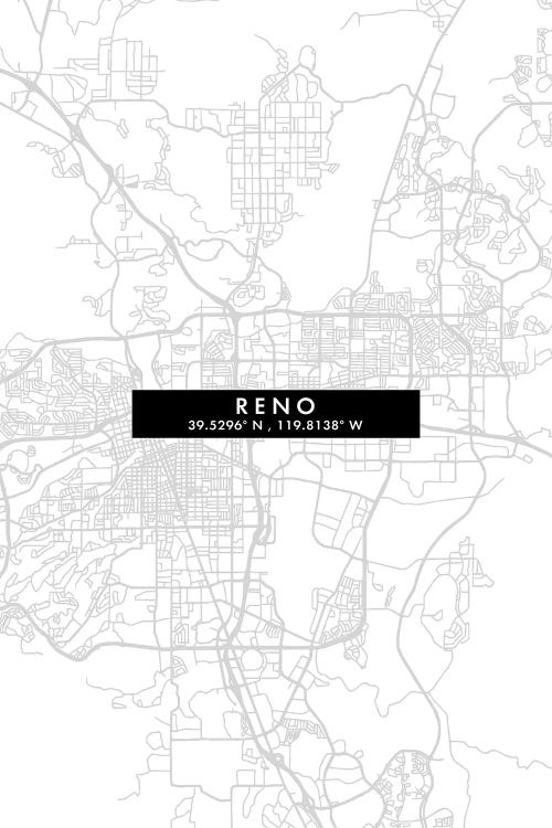 Reno, Nevada City Map Minimal Style