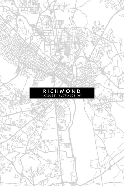 Richmond: Richmond, Virginia City Map Minimal Style by WallDecorAddict
