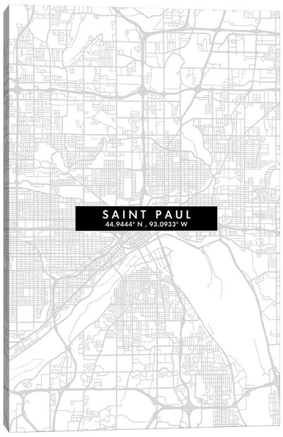 Saint Paul City Map Minimal Style Canvas Art Print