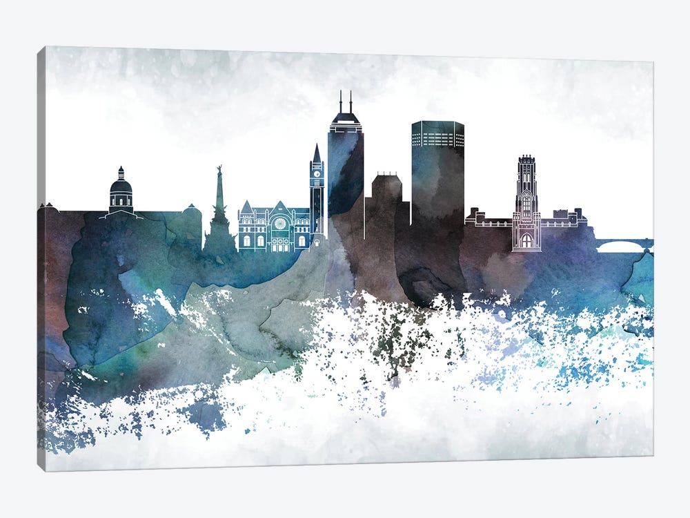 Indianapollis Bluish Skylines by WallDecorAddict 1-piece Canvas Artwork
