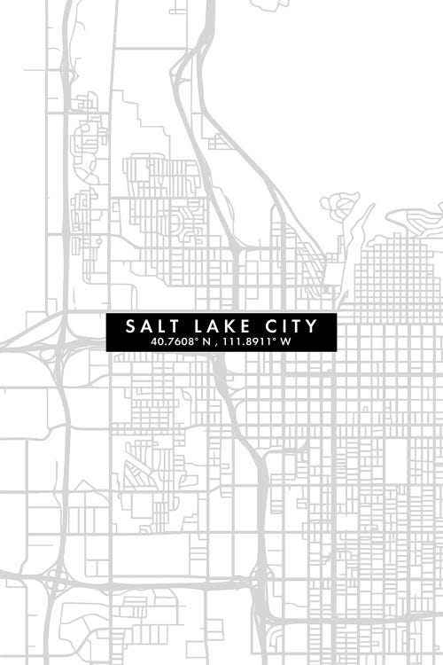 Salt Lake City Map Minimal Style by WallDecorAddict wall art