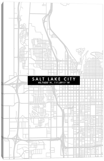 Salt Lake City Map Minimal Style Canvas Art Print
