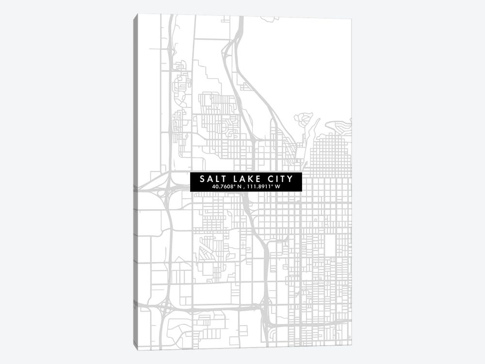 Salt Lake City Map Minimal Style by WallDecorAddict 1-piece Canvas Art Print