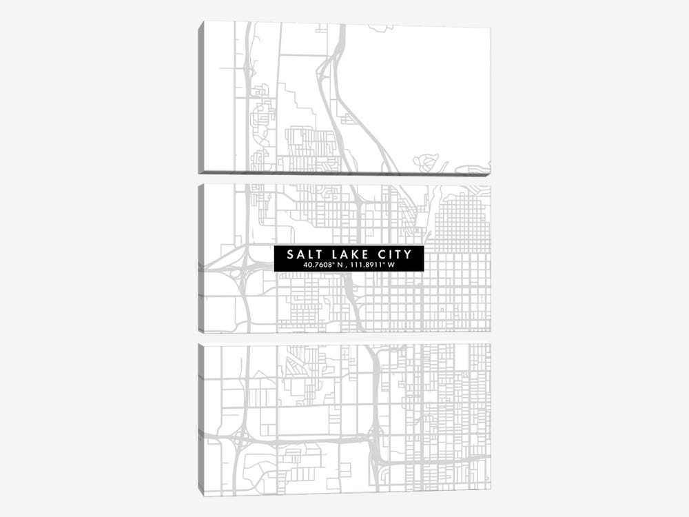 Salt Lake City Map Minimal Style by WallDecorAddict 3-piece Art Print