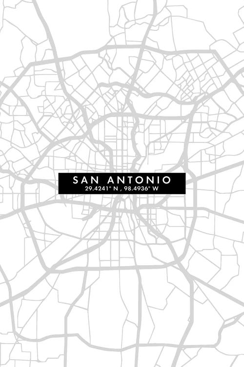 San Antonio City Map Minimal Style