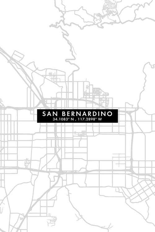San Bernardino City Map Minimal Style by WallDecorAddict wall art