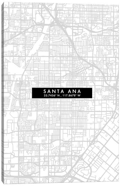 Santa Ana City Map Minimal Style Canvas Art Print