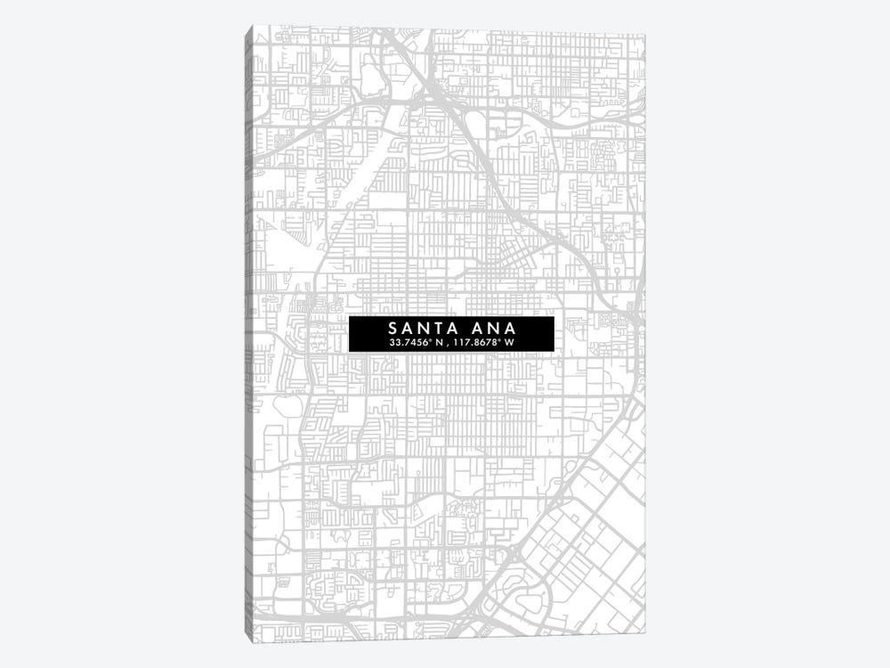 Santa Ana City Map Minimal Style by WallDecorAddict 1-piece Canvas Print