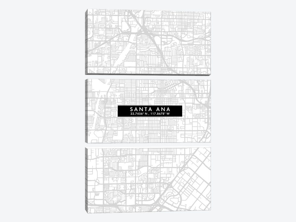 Santa Ana City Map Minimal Style by WallDecorAddict 3-piece Art Print