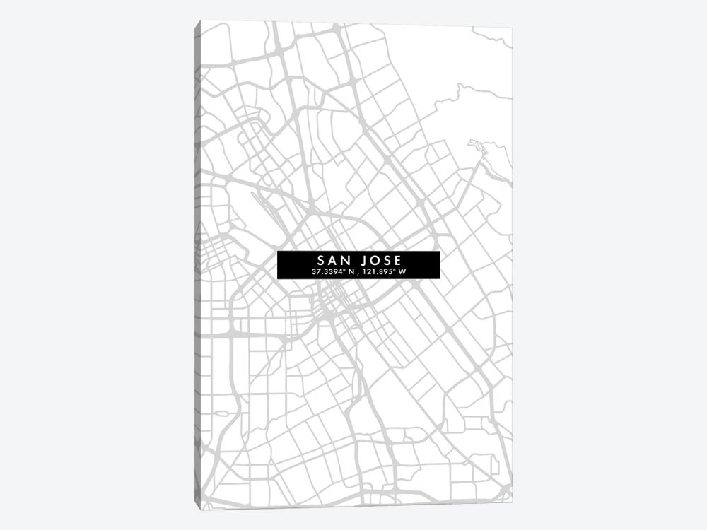 San Jose City Map Minimal Style by WallDecorAddict 1-piece Canvas Art