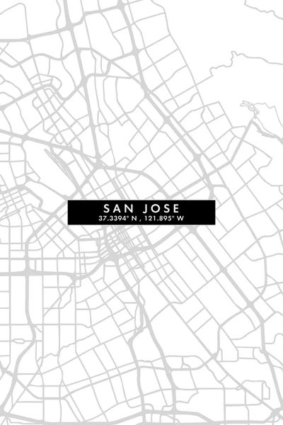 San Jose: San Jose City Map Minimal Style by WallDecorAddict