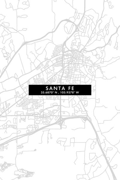 New Mexico: Santa Fe, Argentina City Map Minimal Style by WallDecorAddict