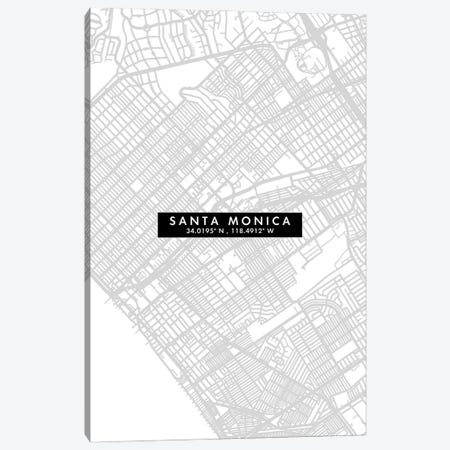 Santa Monica City Map Minimal Style Canvas Print #WDA1697} by WallDecorAddict Canvas Art