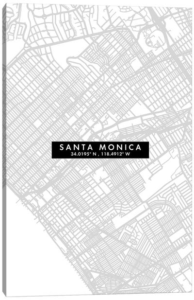 Santa Monica City Map Minimal Style Canvas Art Print - Santa Monica