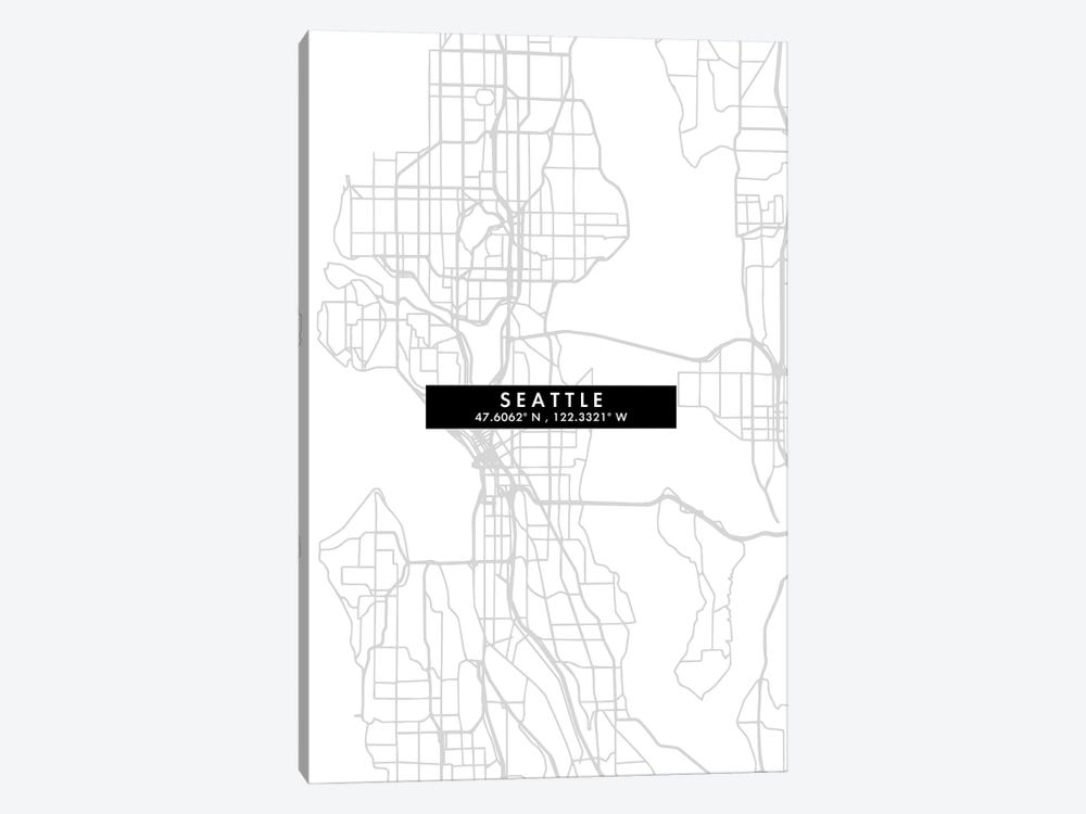 Seattle City Map Minimal Style by WallDecorAddict 1-piece Canvas Print