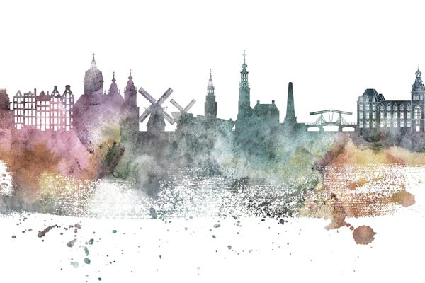 Netherlands: Amesterdam Pastel Skylines by WallDecorAddict