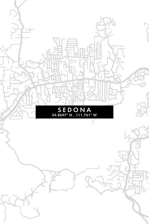 Sedona, Arizona City Map Minimal Style by WallDecorAddict wall art