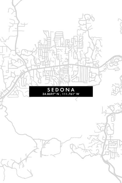Sedona: Sedona, Arizona City Map Minimal Style by WallDecorAddict