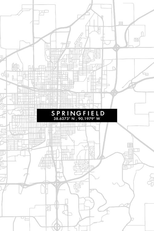 Springfield, Illinois City Map Minimal Style by WallDecorAddict canvas print