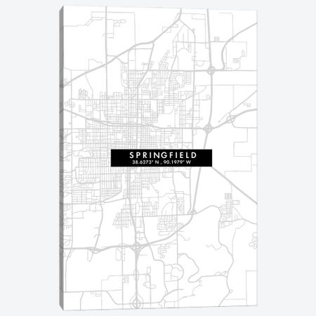 Springfield, Illinois City Map Minimal Style Canvas Print #WDA1701} by WallDecorAddict Art Print