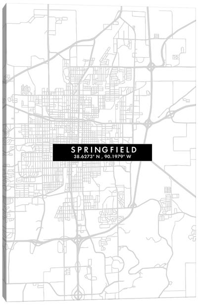 Springfield, Illinois City Map Minimal Style Canvas Art Print
