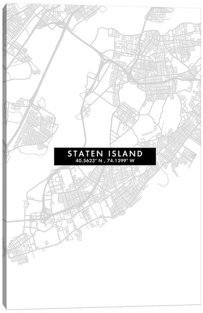 Staten Island, New York City Map Minimal Style Canvas Art Print