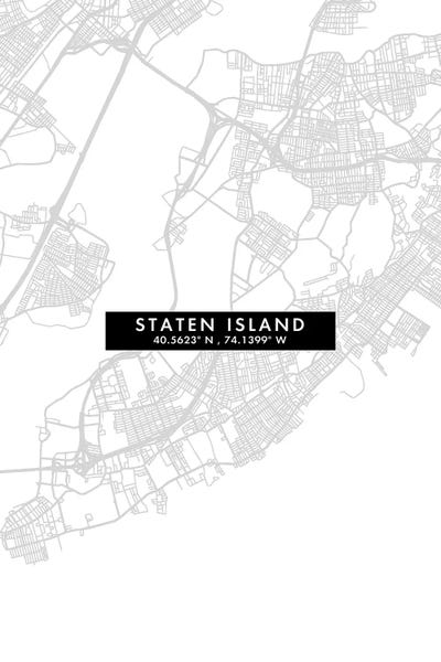 Staten Island: Staten Island, New York City Map Minimal Style by WallDecorAddict