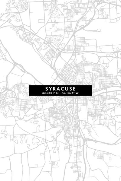 Syracuse, New York City Map Minimal Style by WallDecorAddict framed canvas print