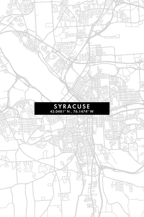 Syracuse, New York City Map Minimal Style