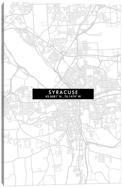 Syracuse, New York City Map Minimal Style Canvas Art Print