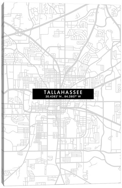 Tallahassee, Florida City Map Minimal Style Canvas Art Print