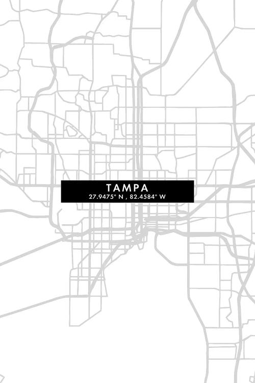 Tampa, Florida City Map Minimal Style by WallDecorAddict wall art