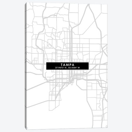 Tampa, Florida City Map Minimal Style Canvas Print #WDA1706} by WallDecorAddict Canvas Art