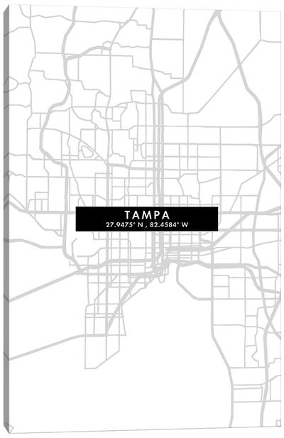 Tampa, Florida City Map Minimal Style Canvas Art Print - Tampa Bay Art