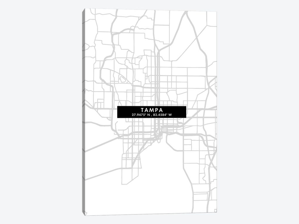 Tampa, Florida City Map Minimal Style by WallDecorAddict 1-piece Art Print