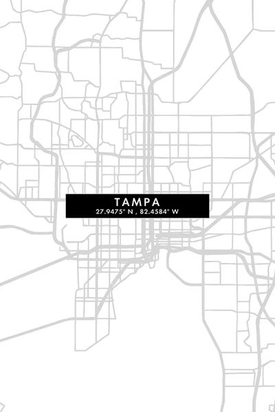 Tampa: Tampa, Florida City Map Minimal Style by WallDecorAddict
