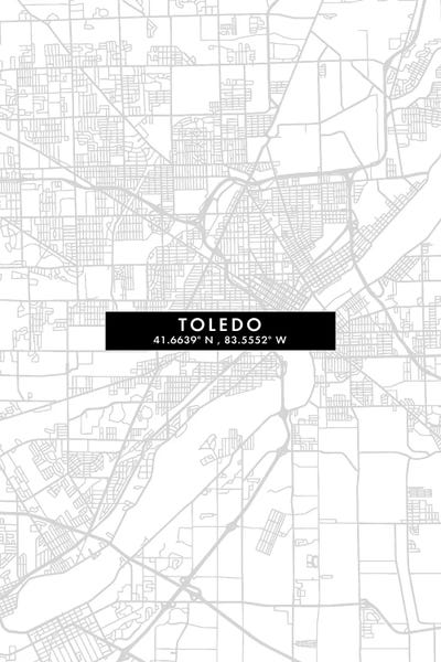 Toledo City Map Minimal Style by WallDecorAddict canvas print