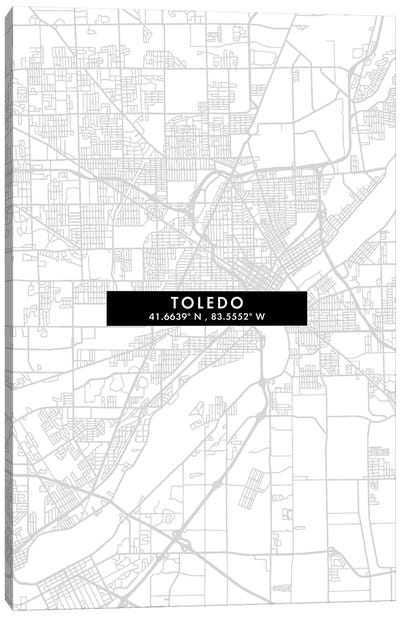 Toledo City Map Minimal Style Canvas Art Print - Ohio Art