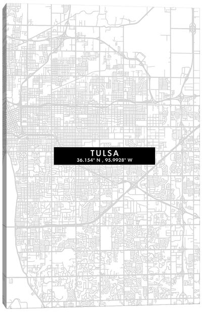 Tulsa City Map Minimal Style Canvas Art Print - Oklahoma Art