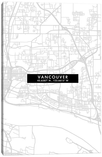 Vancouver City Map Minimal Style Canvas Art Print - British Columbia Art