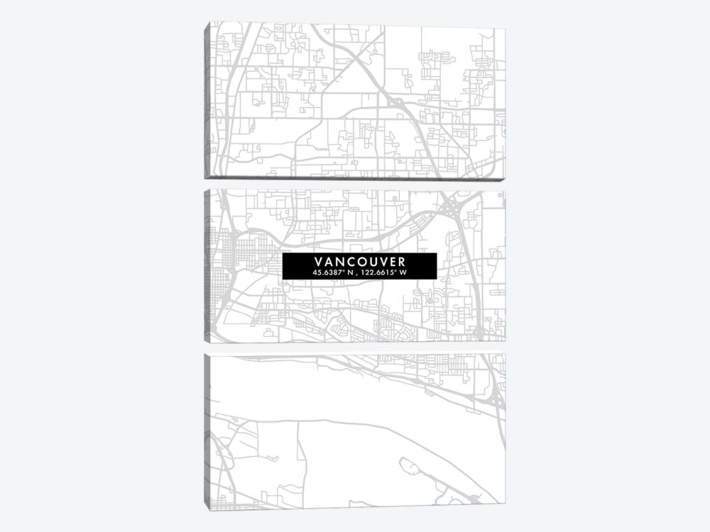 Vancouver City Map Minimal Style by WallDecorAddict 3-piece Canvas Wall Art