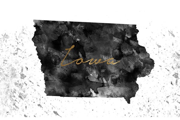 Iowa: Iowa Black And White Gold by WallDecorAddict