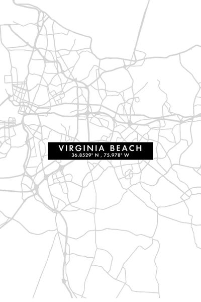 Virginia Beach: Virginia Beach City Map Minimal Style by WallDecorAddict