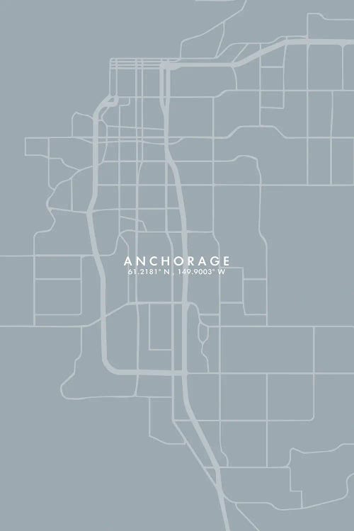 Anchorage City Map Grey Blue Style