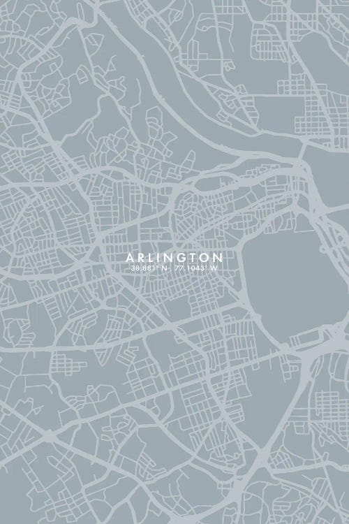 Arlington City Map Grey Blue Style