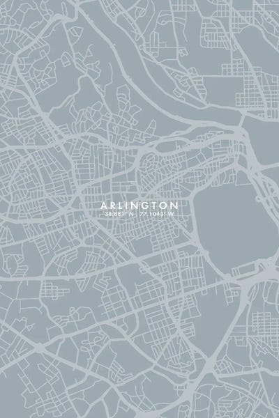 Arlington City Map Grey Blue Style