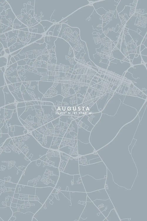 Augusta City Map Grey Blue Style by WallDecorAddict wall art