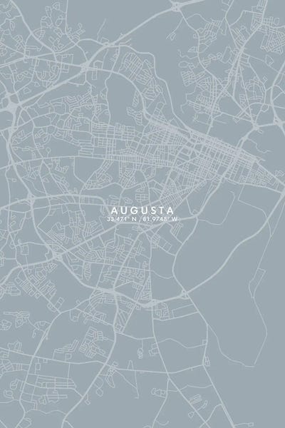 Georgia: Augusta City Map Grey Blue Style by WallDecorAddict