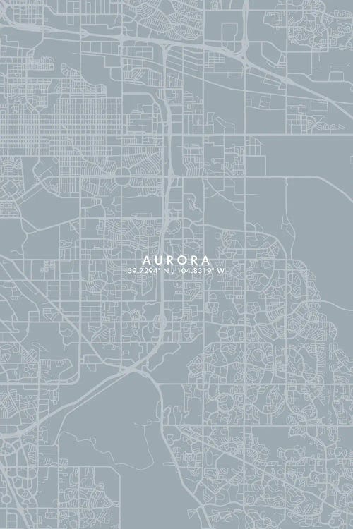 Aurora City Map Grey Blue Style