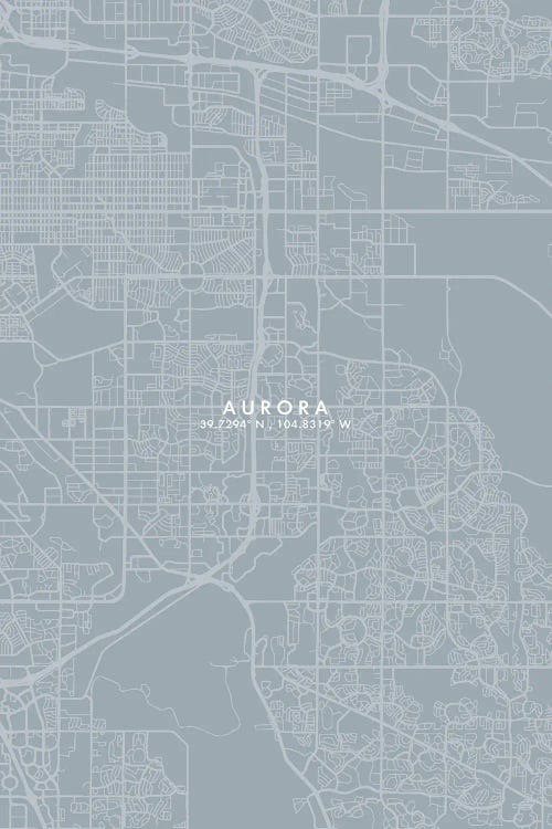 Aurora City Map Grey Blue Style by WallDecorAddict wall art